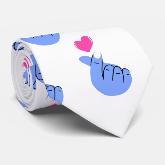 フィンガーラブサイン&ハートバレンタインズデイロマンチック ネクタイ (ロール)