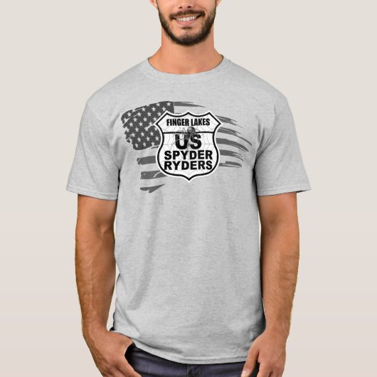 フィンガーレイクス支部 - Tattered Flag bw Tシャツ (正面)