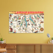 フィンガーレイクス，ニューヨーク – 詳細地図 キャンバスプリント (インサイチュ (リビング))