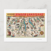 フィンガーレイクス,ニューヨーク – 詳細地図 ポストカード (正面)
