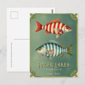 フィンガーレイクニューヨーク航海の魚はがき ポストカード (正面/裏面)