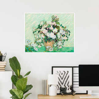 フィンセント・ファン・ゴッホによる花瓶の静物画「静物画 花瓶のバラ」 ポスター