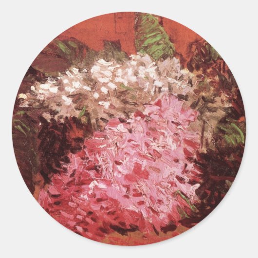 フィンセント・ファン・ゴッホのピンクのライラックStill Life Flower ラウンドシール (正面)