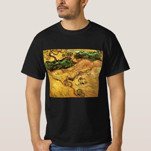 フィンセント・ファン・ゴッホの二匹のウサギのいる野原 Tシャツ (正面)