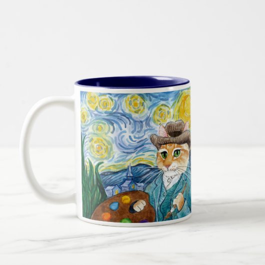 フィンセント・ファン・ゴッホの星明かりの夜からかいのマグ ツートーンマグカップ (左)