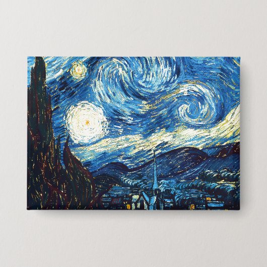 フィンセント・ファン・ゴッホの絵画「星月夜」 缶バッジ (正面)
