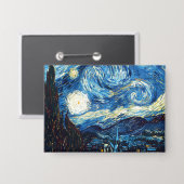 フィンセント・ファン・ゴッホの絵画「星月夜」 缶バッジ (正面/裏面)