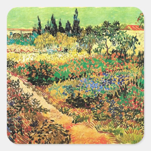 フィンセント・ファン・ゴッホの花咲く庭園と小道 スクエアシール (正面)