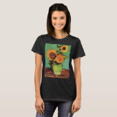 フィンセント・ファン・ゴッホの花瓶の向日葵3輪 Tシャツ (正面フル)