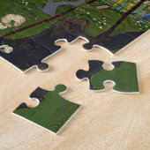 フィンセント・ファン・ゴッホの花盛りのスモモの木の芸術作品 ジグソーパズル (側面)