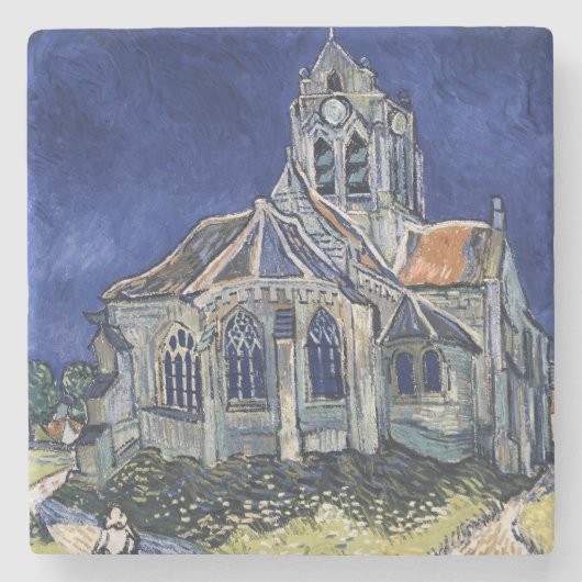 フィンセント・ファン・ゴッホを絵を描く教会Auvers-sur-Oise ストーンコースター (正面)