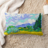 フィンセント・ファン・ゴッホ著スギが付いている小麦畑 ランバークッション (ブランケット)