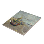 フィンセント・ファン・ゴッホ著ビーチの漁船 タイル (側面)