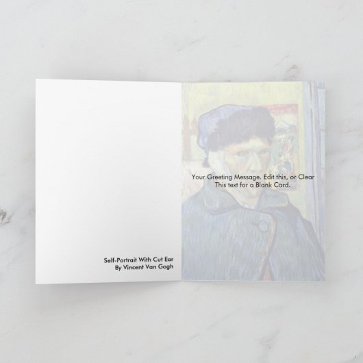 フィンセント・ファン・ゴッホ著切られた耳を搭載する自画像 カード (内部)