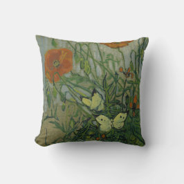 フィンセント・ファン・ゴッホ著蝶そしてケシ クッション