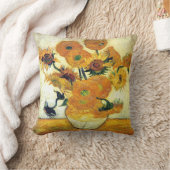 フィンセント・ファン・ゴッホ著15のヒマワリが付いているつぼ クッション (ブランケット)