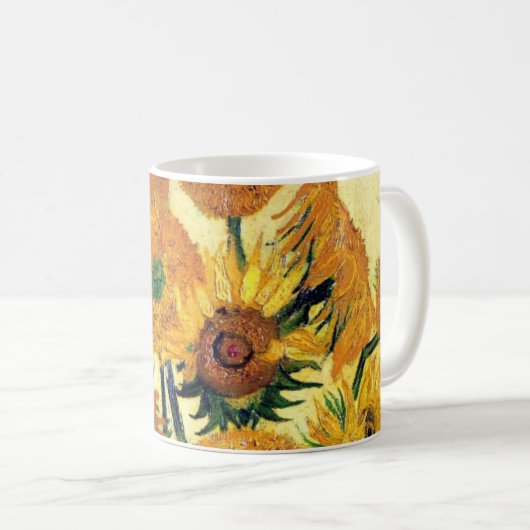 フィンセント・ファン・ゴッホ1著15のヒマワリが付いているつぼ コーヒーマグカップ (正面右)