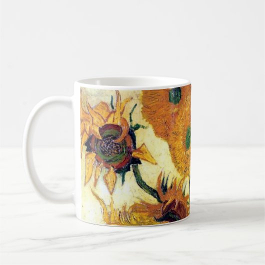 フィンセント・ファン・ゴッホ1著15のヒマワリが付いているつぼ コーヒーマグカップ (左)