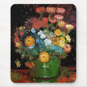 フィンセント・ファン・ゴッホ - ジニアの花の鉢 ファインアート マウスパッド