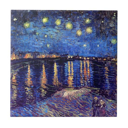 フィンセント・ファン・ゴッホ - ローヌ川の星月夜 タイル (正面)