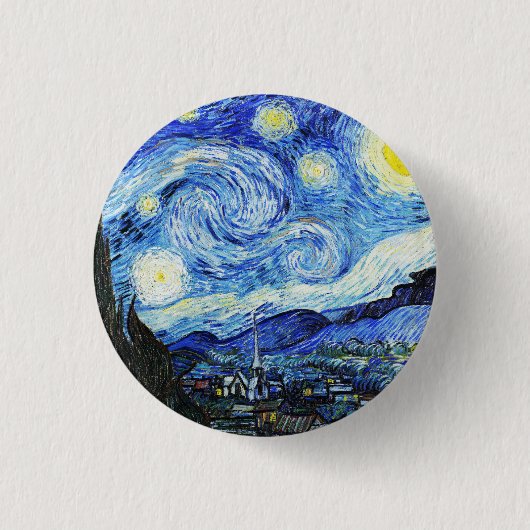 フィンセント・ファン・ゴッホ「星月夜」 缶バッジ (正面)