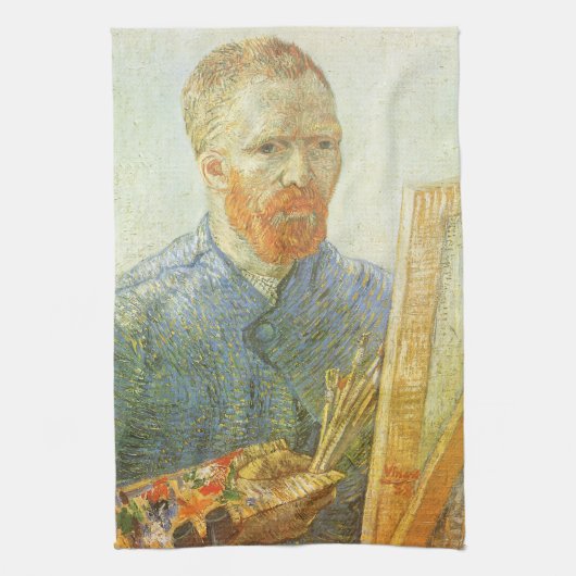 フィンセント・ファン・ゴッホ - 絵架の前の自画像 キッチンタオル (縦)