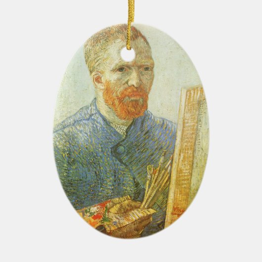 フィンセント・ファン・ゴッホ - 絵画台の前の自画像 セラミックオーナメント (正面)