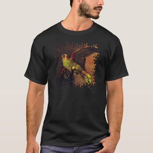 フィンセント・ファン・ゴッホ - 緑のオウム 鳥好きアート Tシャツ (正面)