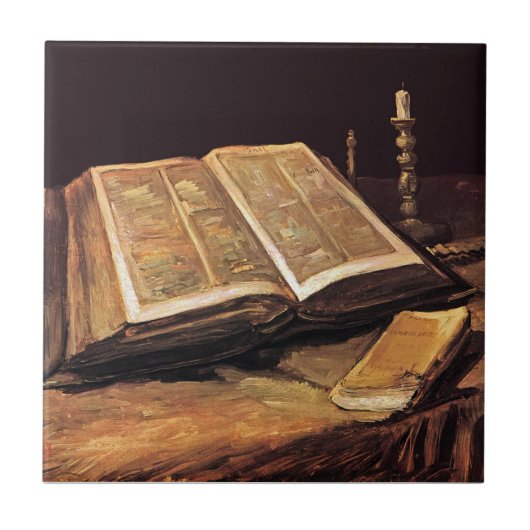 フィンセント・ファン・ゴッホ - 聖書のある静物画 タイル (正面)