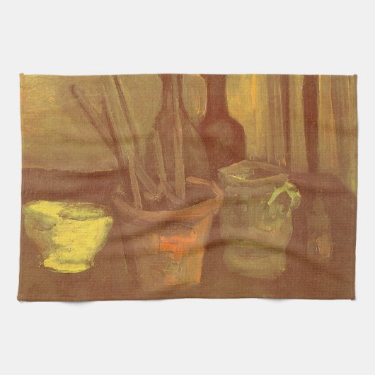 フィンセント・ファン・ゴッホ - 花瓶の画筆の静物画 キッチンタオル (横)