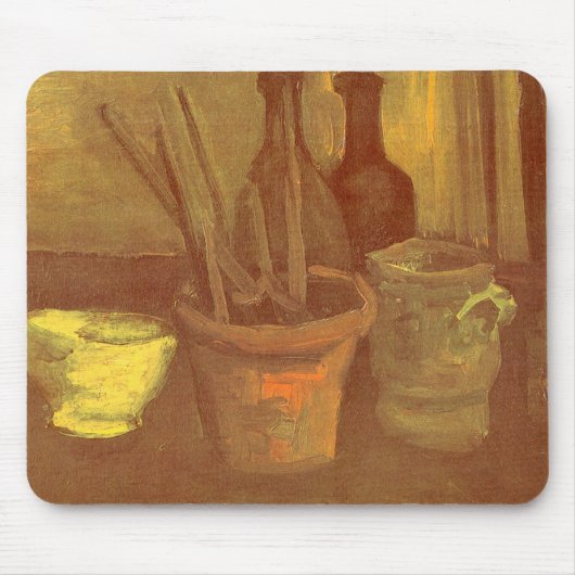フィンセント・ファン・ゴッホ - 花瓶の画筆の静物画 マウスパッド (正面)