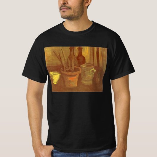 フィンセント・ファン・ゴッホ - 花瓶の画筆の静物画 Tシャツ (正面)