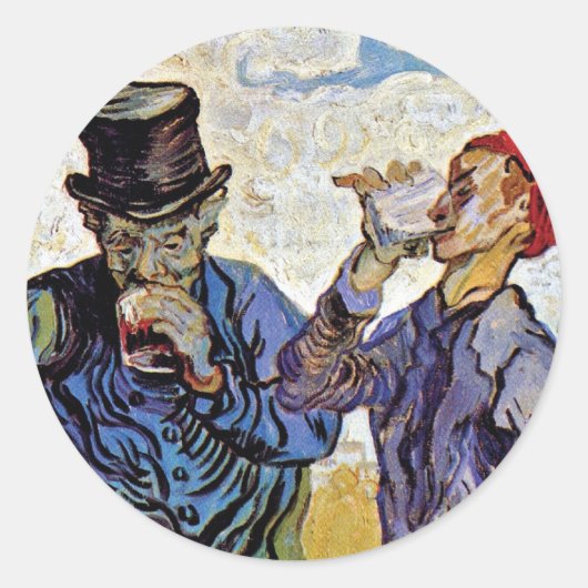 フィンセント・ファン・ゴッホ - 酒飲み - 美術品 ラウンドシール (正面)