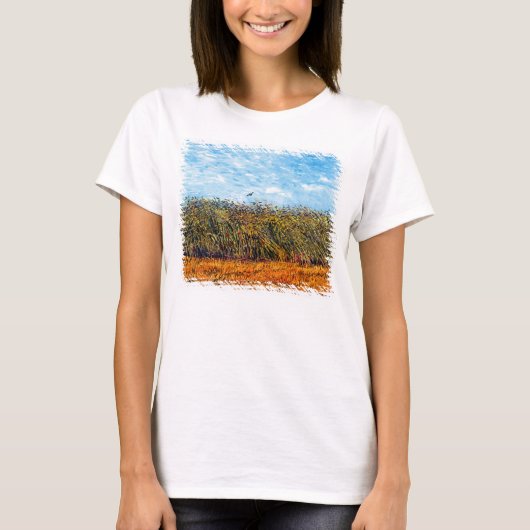 フィンセント・ファン・ゴッホ - 雲とひばりと麦畑 Tシャツ (正面)