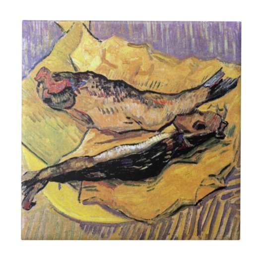 フィンセント・ファン・ゴッホ - 静物画 ニシンの水彩画 ファインアート タイル (正面)