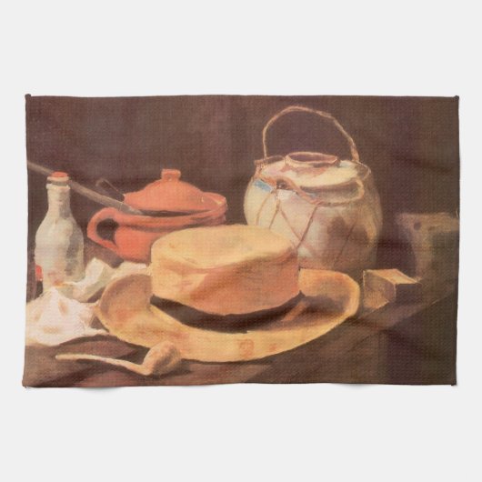 フィンセント・ファン・ゴッホ - 黄色い麦わら帽子の静物画 キッチンタオル (横)