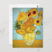 フィンセント・ファン・ゴッホ- 12のヒマワリが付いているつぼ ポストカード (正面/裏面)