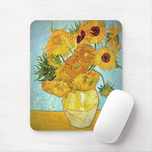 フィンセント・ファン・ゴッホ- 12のヒマワリが付いているつぼ マウスパッド (マウス)