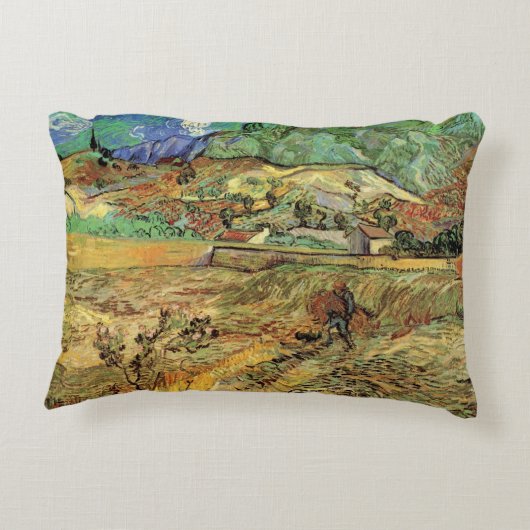 フィンセント・ヴァン・ゴッホによって囲まれた小麦畑w農夫 アクセントクッション (裏面)