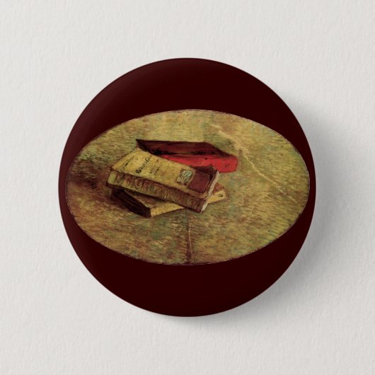 フィンセント・ヴァン・ゴッホによる三冊の本で静物詩 缶バッジ (正面)