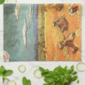 フィンセント・ヴァン・ゴッホによる刈り取り機と小麦の積み重ね キッチンタオル (折り畳み)