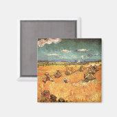 フィンセント・ヴァン・ゴッホによる刈り取り機と小麦の積み重ね マグネット (正面/裏面)