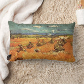 フィンセント・ヴァン・ゴッホによる死神と小麦の積み重ね ランバークッション (ブランケット)