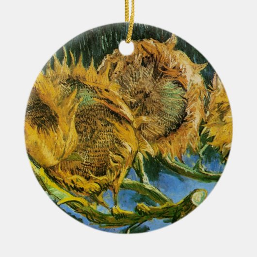 フィンセント・ヴァン・ゴッホによる4つのカットヒマワリ セラミックオーナメント (正面)