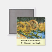 フィンセント・ヴァン・ゴッホによる4つのカットヒマワリ マグネット (正面/裏面)