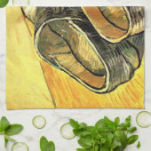 フィンセント・ヴァン・ゴッホの革の下駄のペア キッチンタオル (折り畳み)