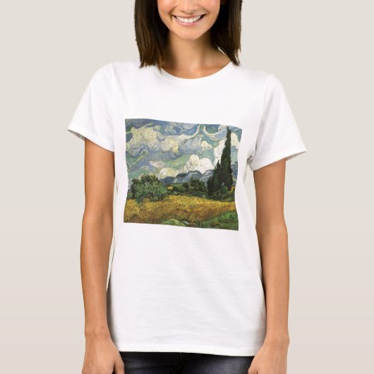 フィンセント・ヴァン・ゴッホ・サイプレスの小麦畑 Tシャツ (正面)