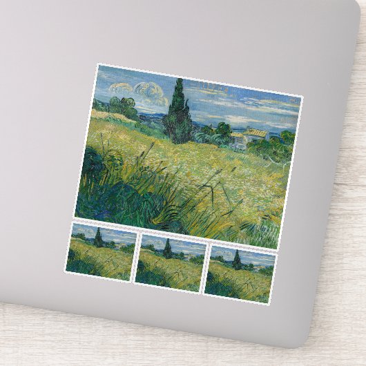 フィンセント・ヴァン・ゴッホ、ヒノキと緑の小麦畑 シール (詳細)