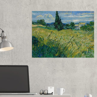 フィンセント・ヴァン・ゴッホ、ヒノキと緑の小麦畑 箔ポスター