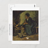 フィンセント・ヴァン・ゴッホ、暖炉の農夫の女性 ポストカード (正面/裏面)